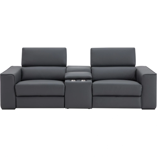 Picasso Power Motion Console Loveseat in Blue Grey Top Grain Leather